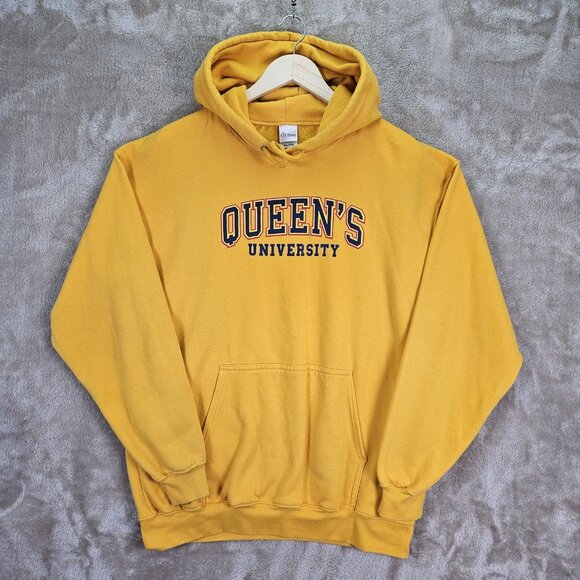 Queen's University Hoodie Yellow College Sweatshirt Hooded Pullover Mens Size XL - Picture 1 of 10
